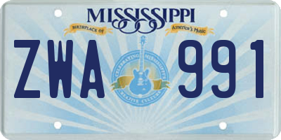 MS license plate ZWA991