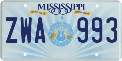 MS license plate ZWA993