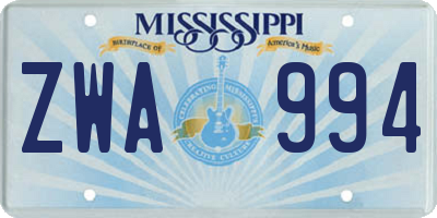 MS license plate ZWA994