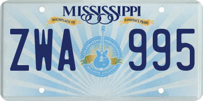 MS license plate ZWA995