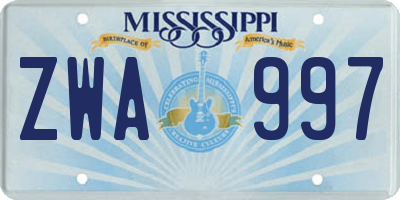 MS license plate ZWA997