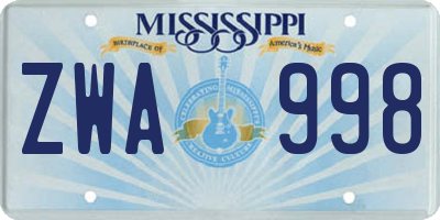 MS license plate ZWA998