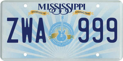 MS license plate ZWA999