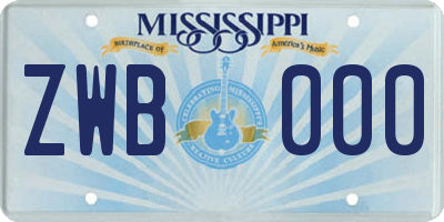 MS license plate ZWB000