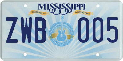 MS license plate ZWB005