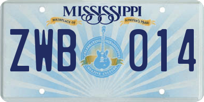 MS license plate ZWB014