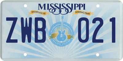 MS license plate ZWB021
