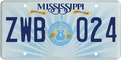 MS license plate ZWB024