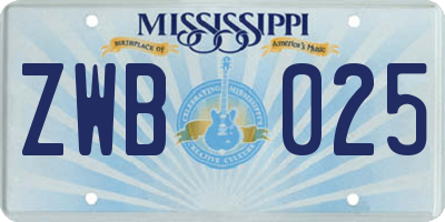 MS license plate ZWB025