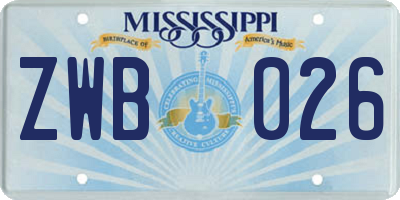 MS license plate ZWB026