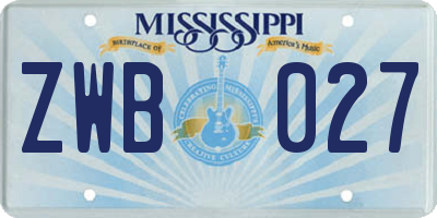 MS license plate ZWB027