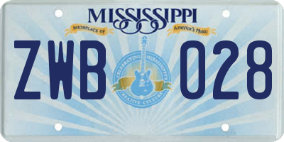 MS license plate ZWB028
