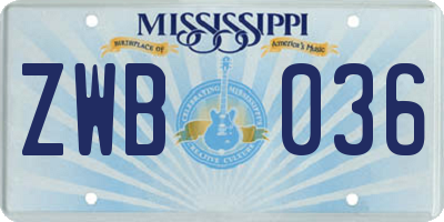 MS license plate ZWB036