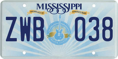 MS license plate ZWB038