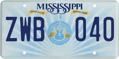MS license plate ZWB040