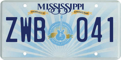 MS license plate ZWB041