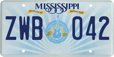 MS license plate ZWB042