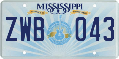 MS license plate ZWB043