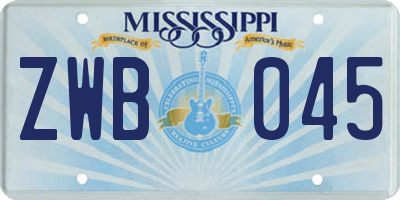 MS license plate ZWB045