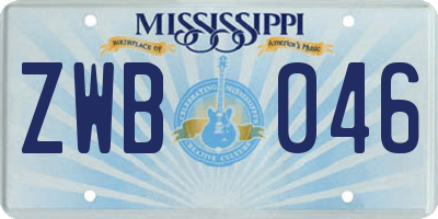 MS license plate ZWB046