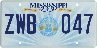 MS license plate ZWB047