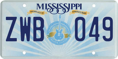 MS license plate ZWB049