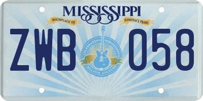 MS license plate ZWB058