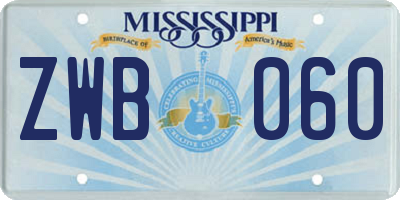 MS license plate ZWB060