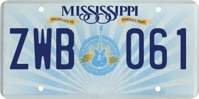 MS license plate ZWB061
