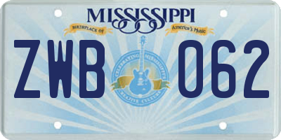 MS license plate ZWB062