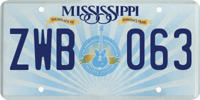 MS license plate ZWB063
