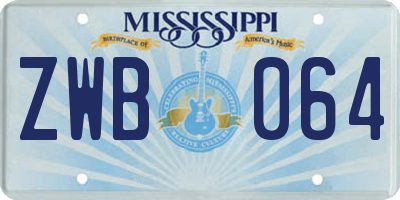 MS license plate ZWB064