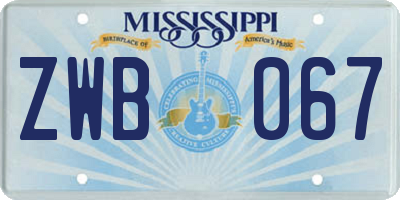 MS license plate ZWB067