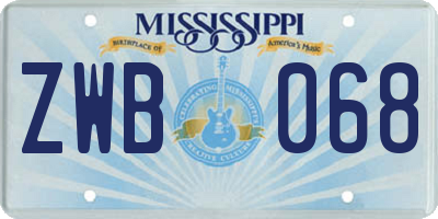 MS license plate ZWB068