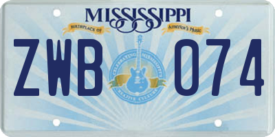 MS license plate ZWB074