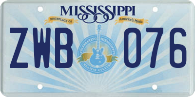 MS license plate ZWB076