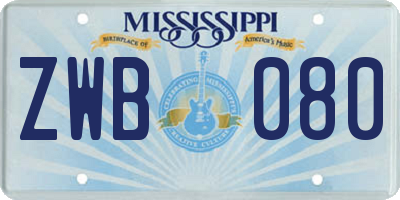 MS license plate ZWB080
