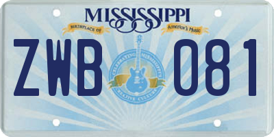 MS license plate ZWB081
