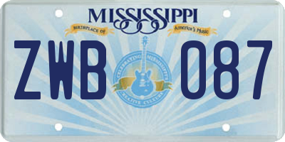MS license plate ZWB087