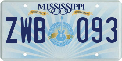 MS license plate ZWB093
