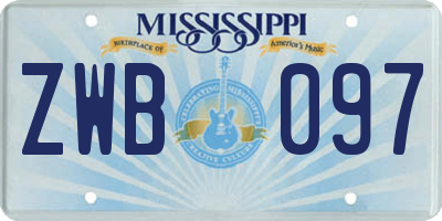 MS license plate ZWB097