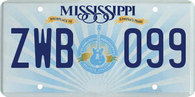 MS license plate ZWB099