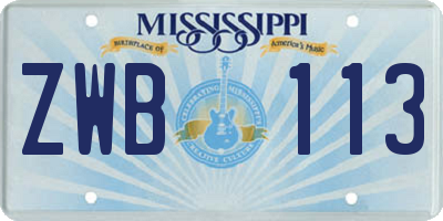MS license plate ZWB113