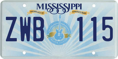 MS license plate ZWB115