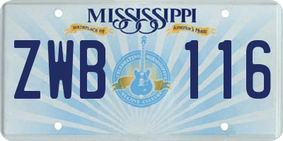 MS license plate ZWB116
