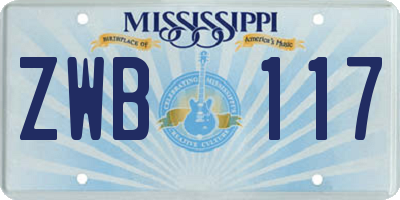 MS license plate ZWB117