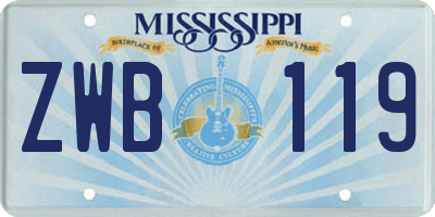MS license plate ZWB119