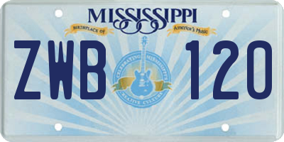 MS license plate ZWB120