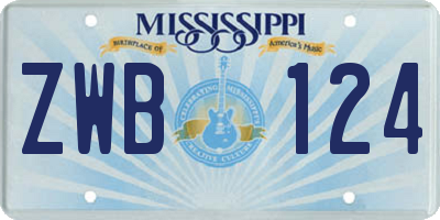 MS license plate ZWB124