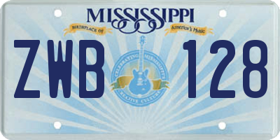 MS license plate ZWB128